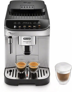 Magnifica Evo, Fully Automatic Machine Bean to Cup Espresso Cappuccino and Iced Coffee Maker, Colored Touch Display, Black, Silver